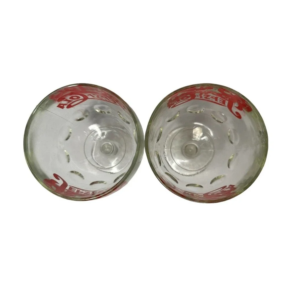 Vintage‎ Pair of Retro Logo PEPSI COLA Soda Fountain Thumbprint Glass Goblets